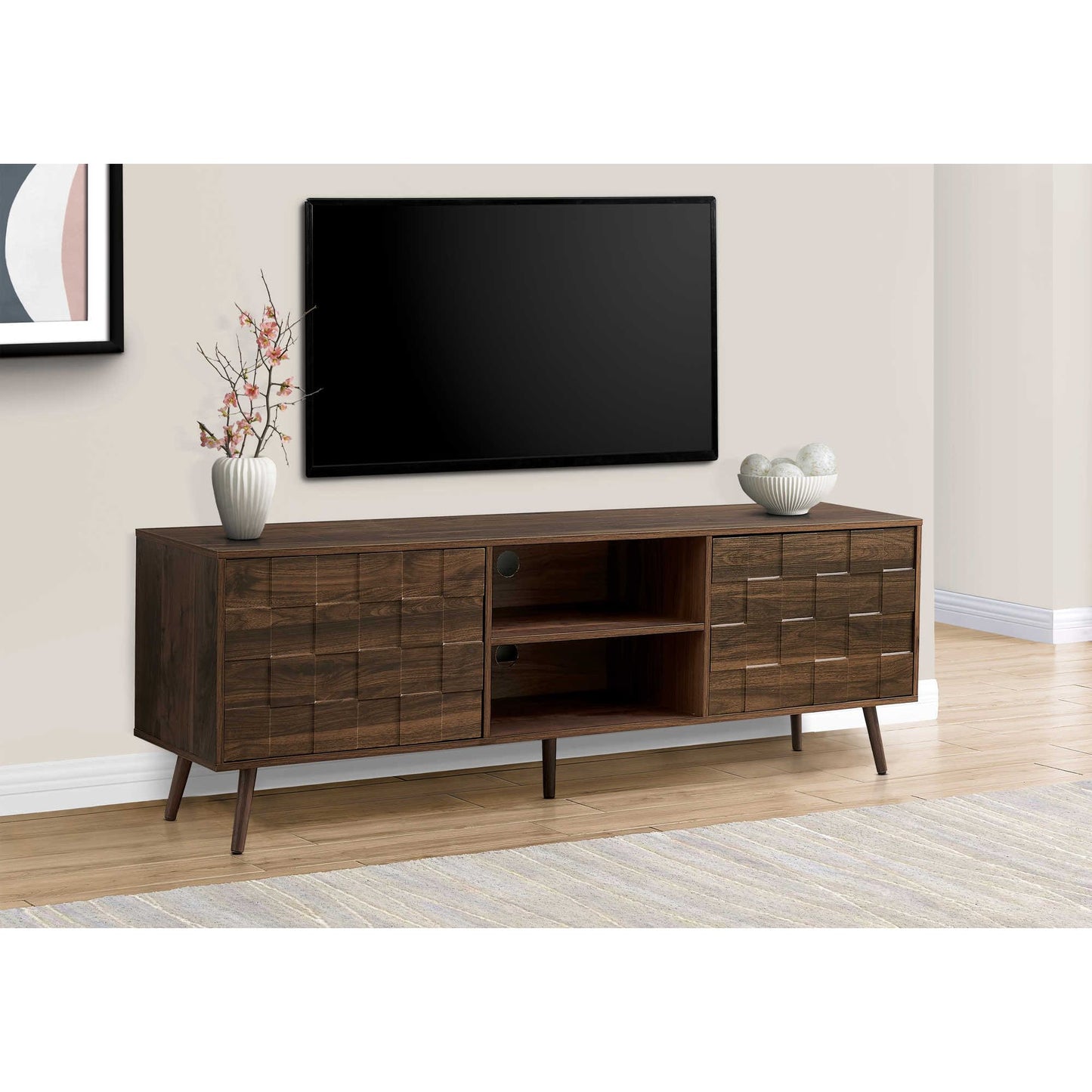  72"L DARK WALNUT TV STAND  WITH STORAGE