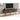 72"L BLACK  TV STAND WITH 4 BROWN WOOD-LOOK DOORS