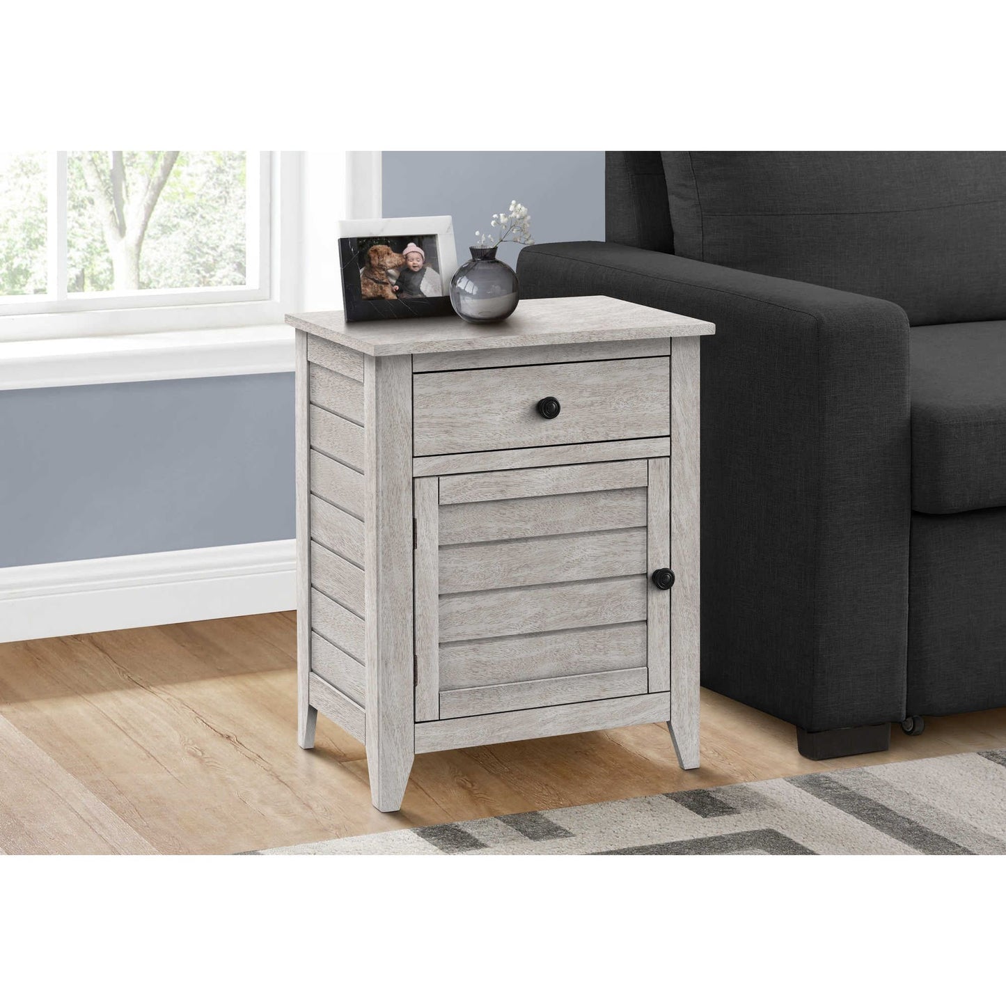 TABLE D'APPOINT - 25"H / TABLE D'APPOINT EN PLACAGE NOIR
