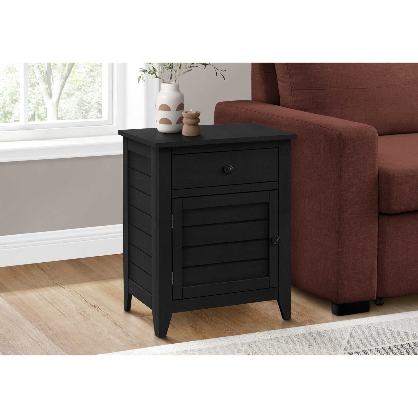 TABLE D'APPOINT - 25"H / TABLE D'APPOINT EN PLACAGE NOIR