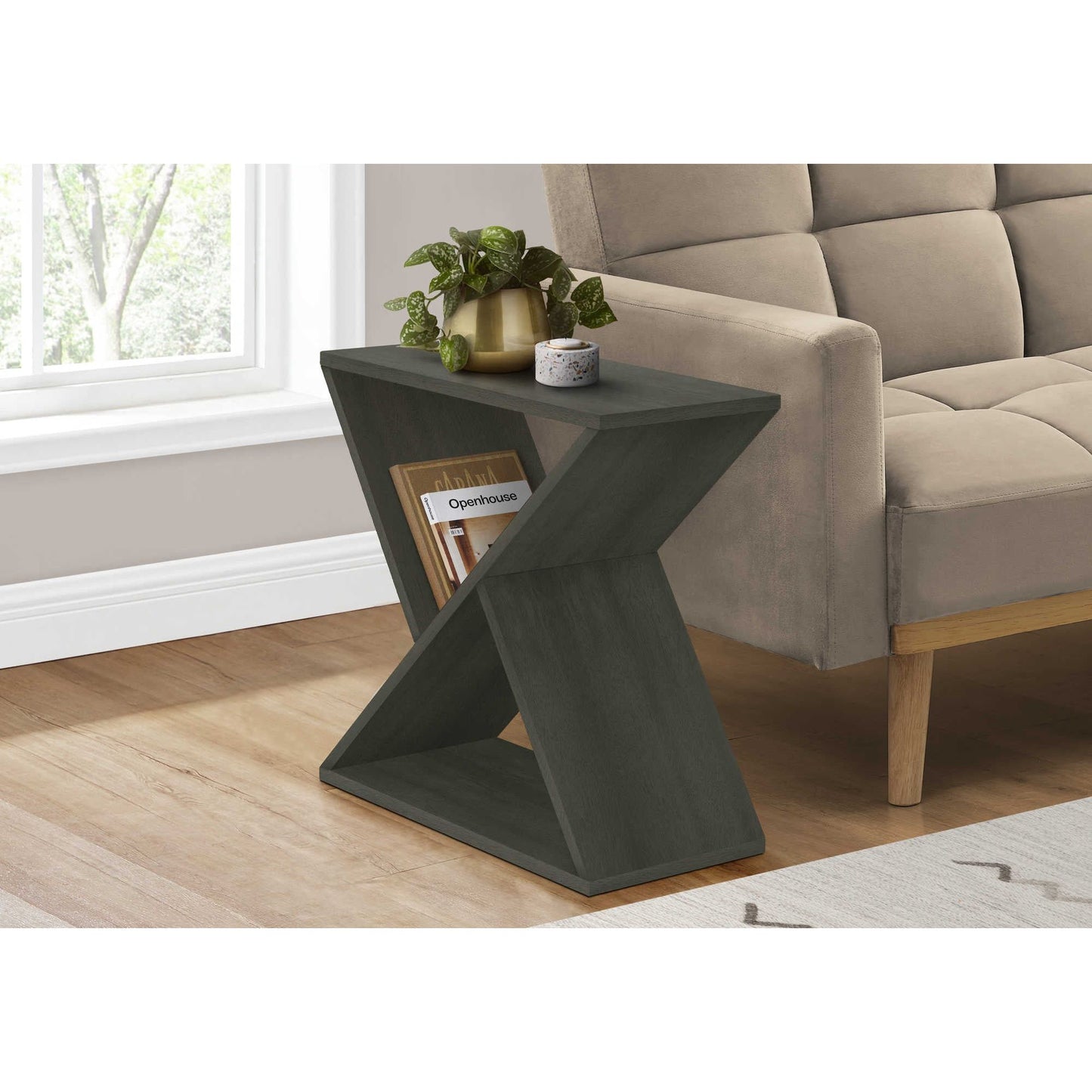 TABLE D'APPOINT - 24"H / TABLE D'APPOINT EN PLACAGE GRIS DÉLAVÉ