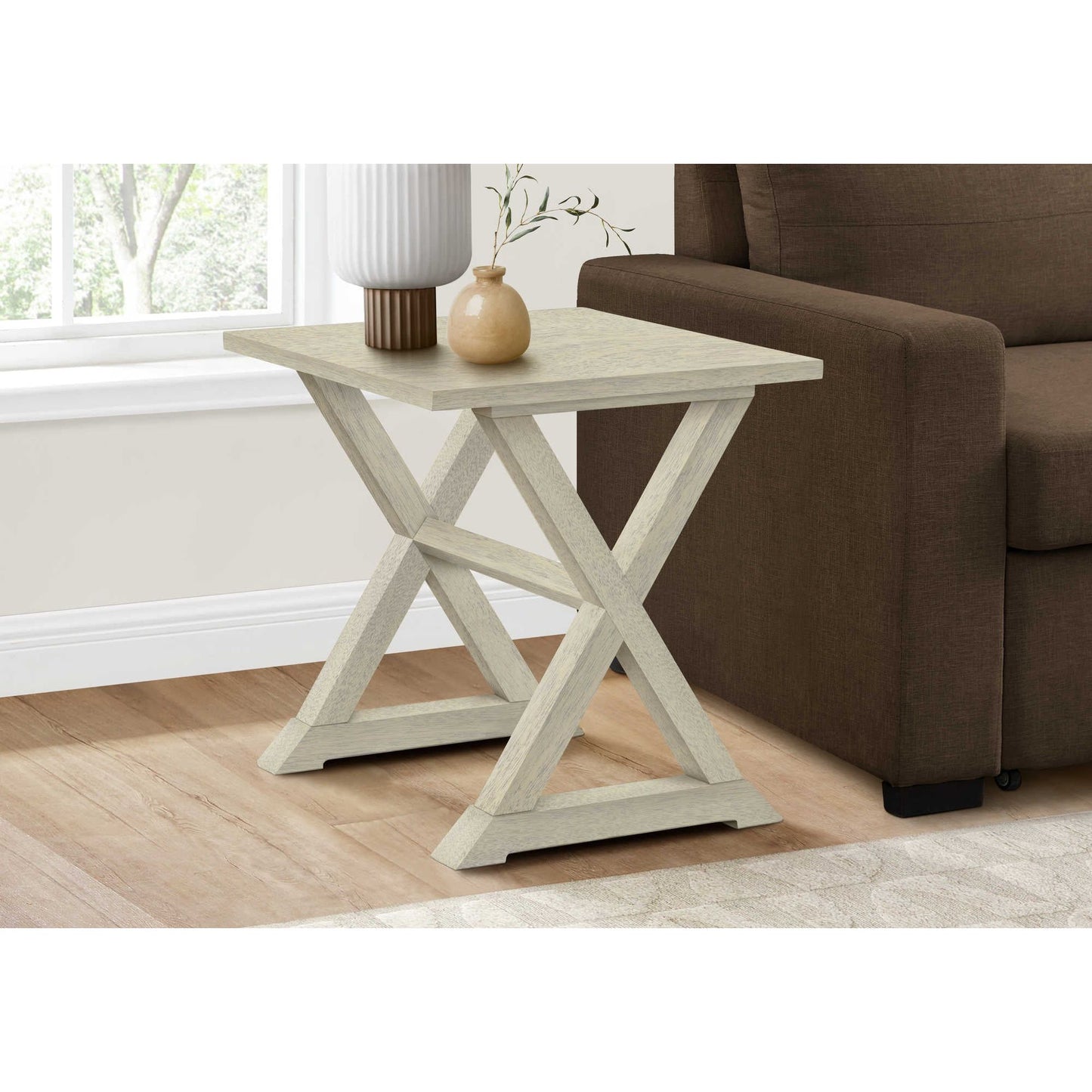 ACCENT TABLE - 24"H / ANTIQUE WHITE VENEER END TABLE