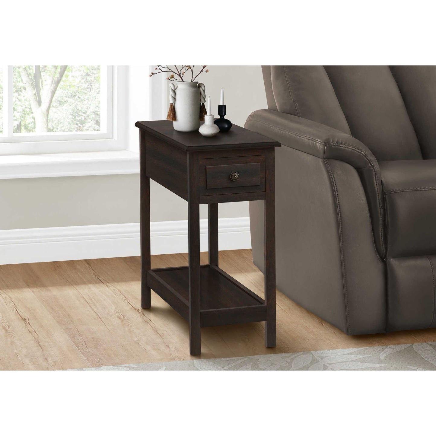 ACCENT TABLE - 24"H / BLACK VENEER END TABLE