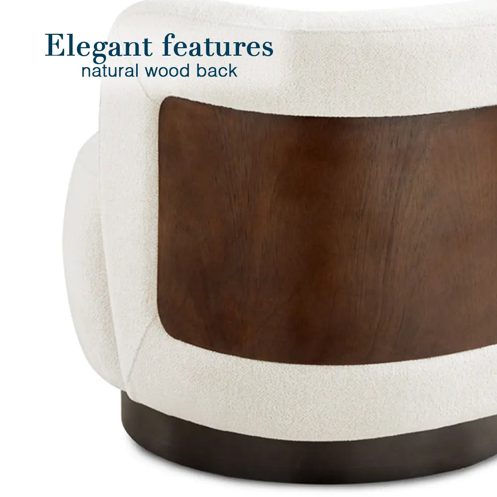 Close-Up view of Ivory Boucle Fabric Accent Chair