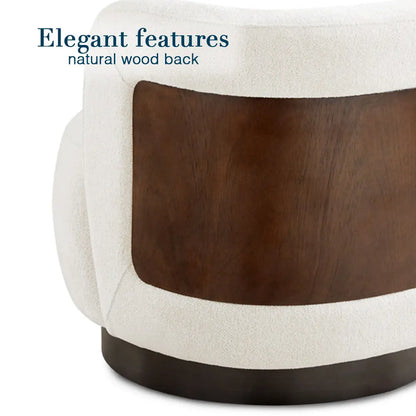 Close-Up view of Ivory Boucle Fabric Accent Chair