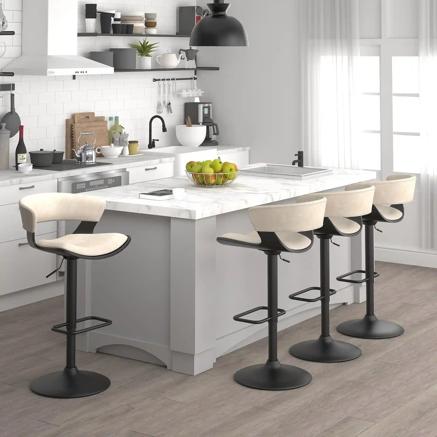 Rover Faux Leather Adjustable Bar Stool with Backrest