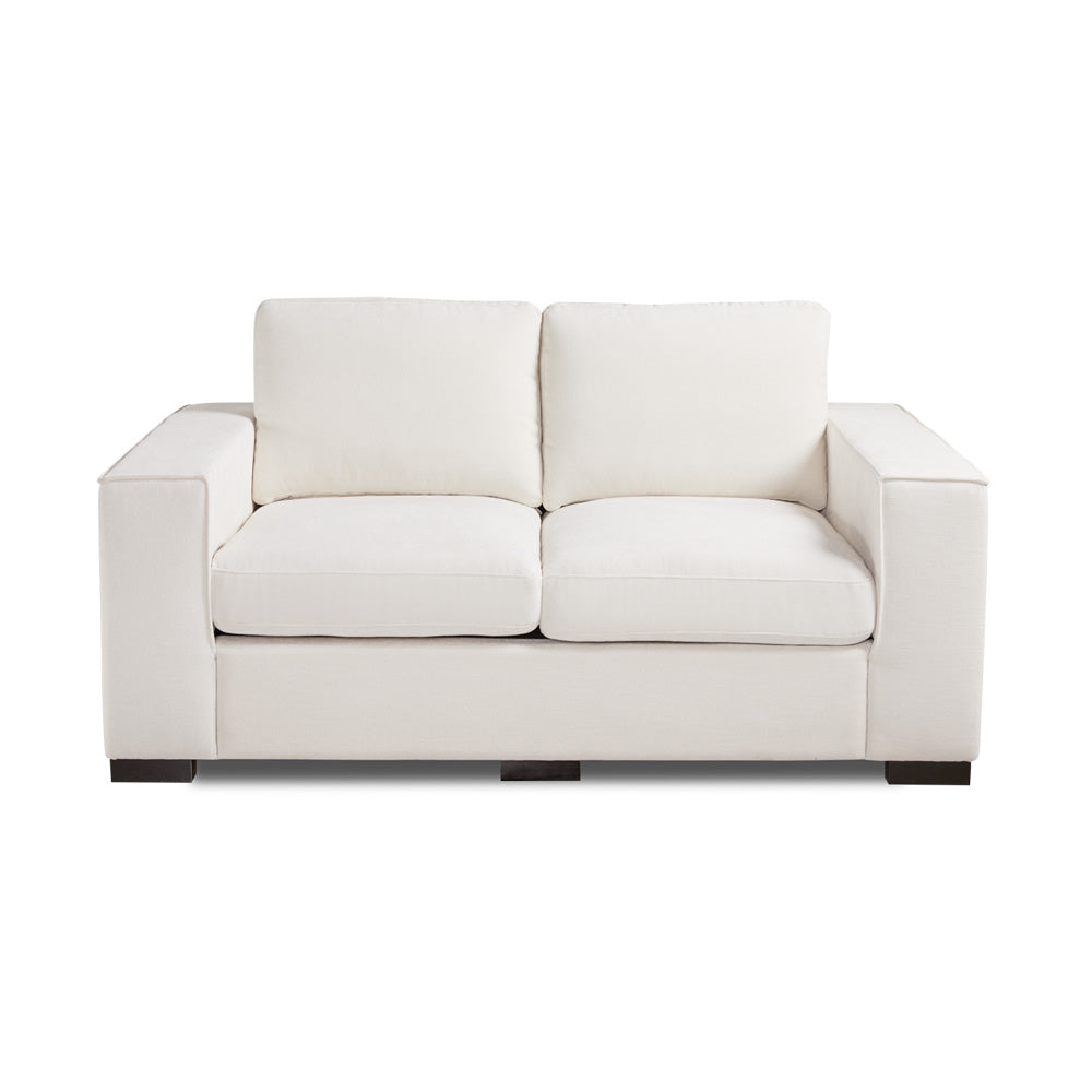 Modern Ivory Loveseat – Customizable Linen Fabric Sofa for Living Room