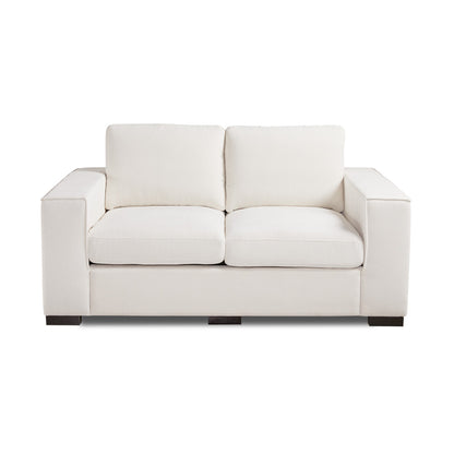 Modern Ivory Loveseat – Customizable Linen Fabric Sofa for Living Room