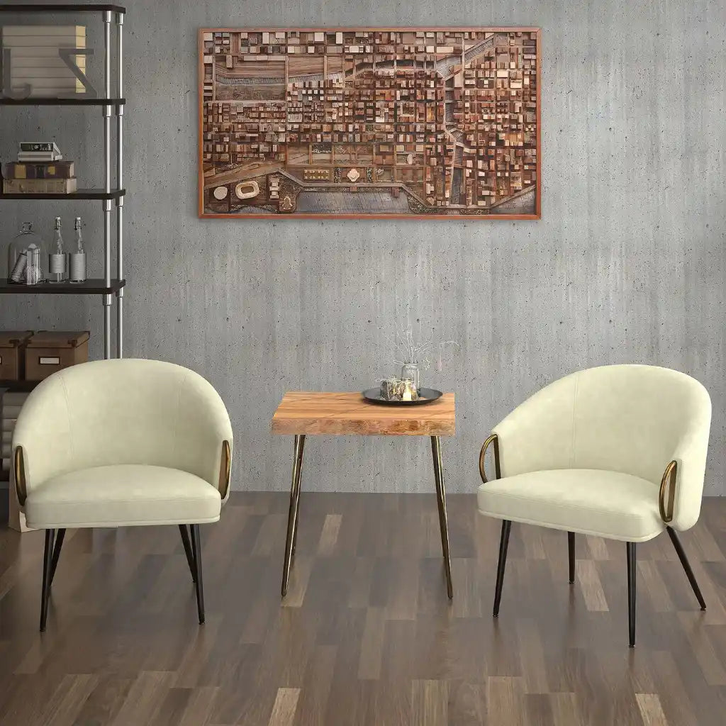 Zita Faux Leather Accent Chair with Aged Gold Arms