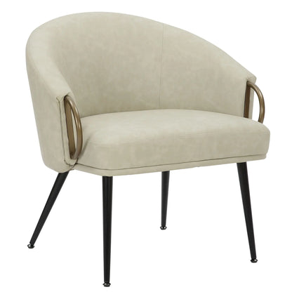 Zita Faux Leather Accent Chair with Aged Gold Arms