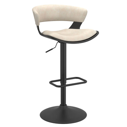 Rover Faux Leather Adjustable Bar Stool with Backrest