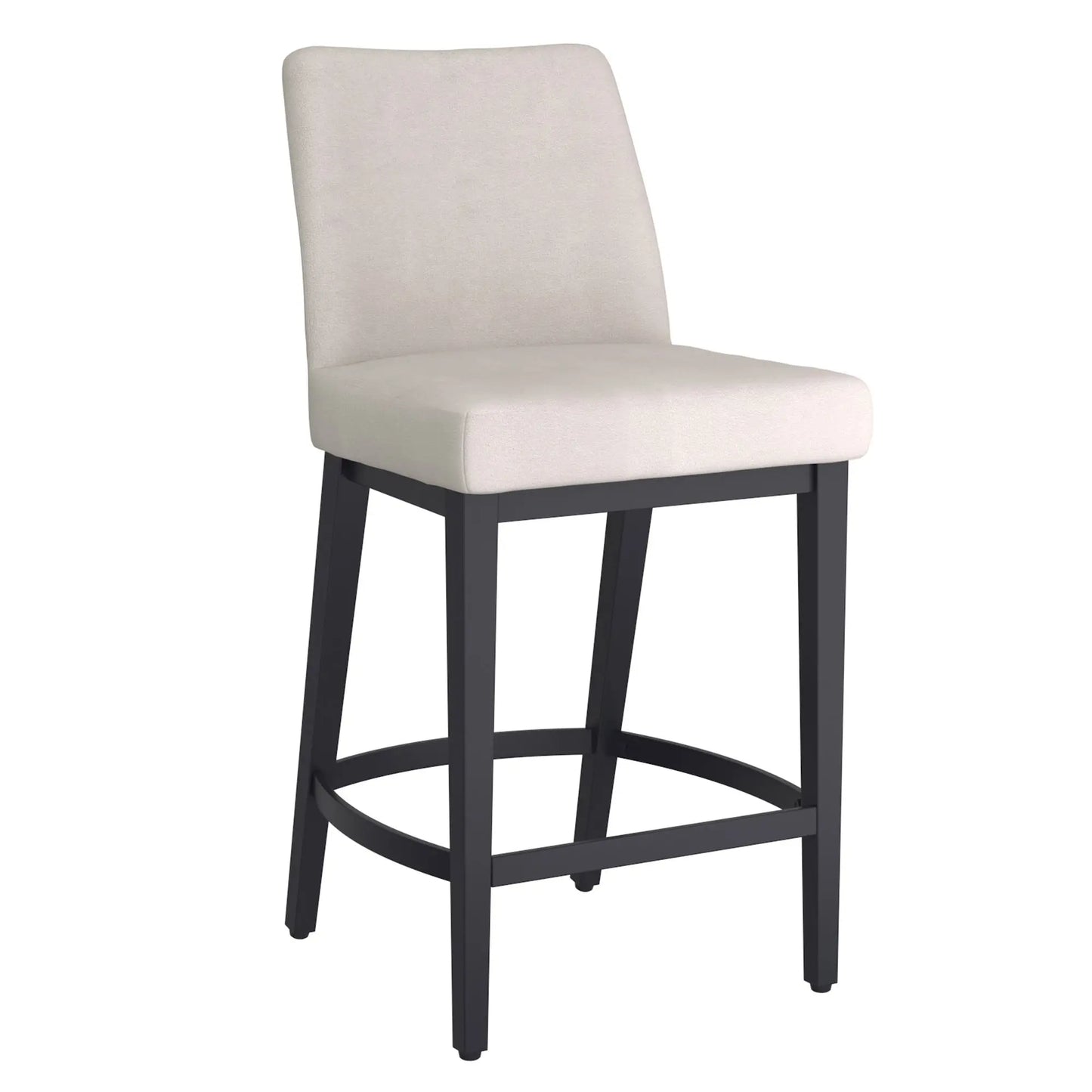 Jace Beige Fabric Counter Stools with Black Metal Legs – Set of 2