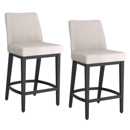 Jace Beige Fabric Counter Stools with Black Metal Legs – Set of 2