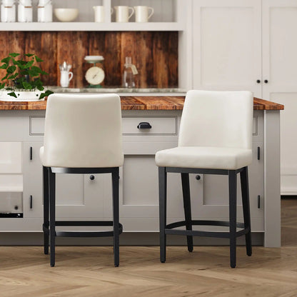Jace Faux Leather Counter Stools Set of 2 – Black, 26 High Back