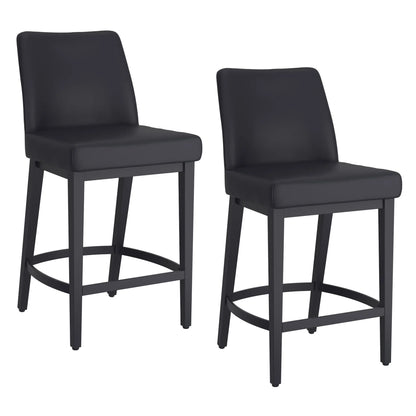 Jace Faux Leather Counter Stools Set of 2 – Black, 26 High Back