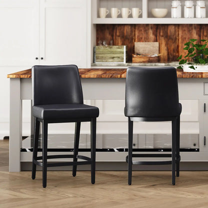 Jace Faux Leather Counter Stools Set of 2 – Black, 26 High Back