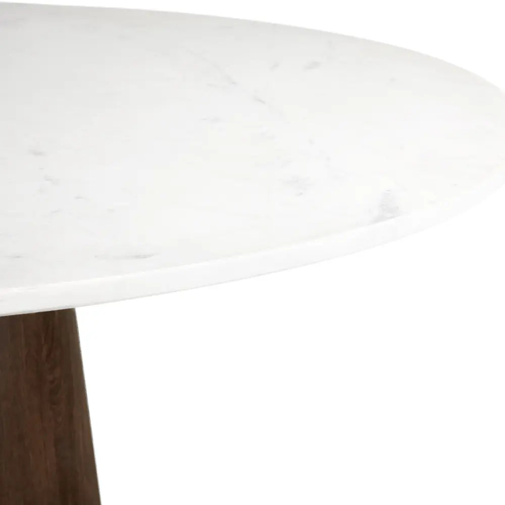 Jagger 48” Round Marble Top Dining Table with Elegant Solid Wood Base
