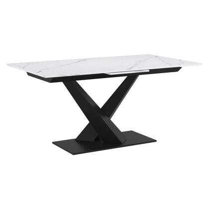 Julius Extendable Marble Dining Table With Black Base