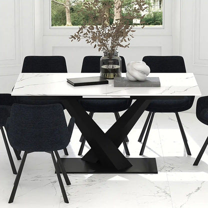Julius Extendable Marble Dining Table With Black Base
