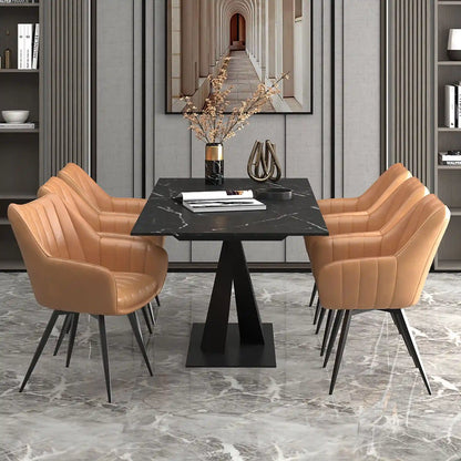 Julius/Talon 7pc Black Sintered Stone Dining Set – Extendable Table