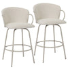 Kalani Swivel Counter Stool In Beige Bouclé Fabric - Set of 2