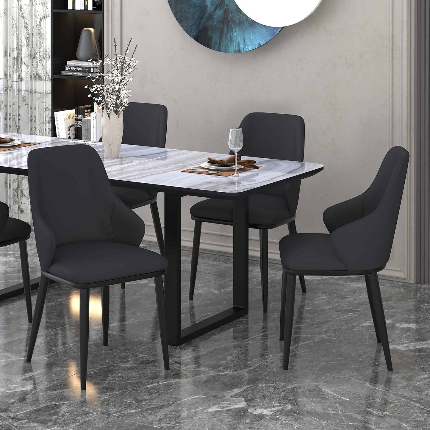 Kash Dining Chair, Modern Fabric Upholstered Armchairs - Set of 2