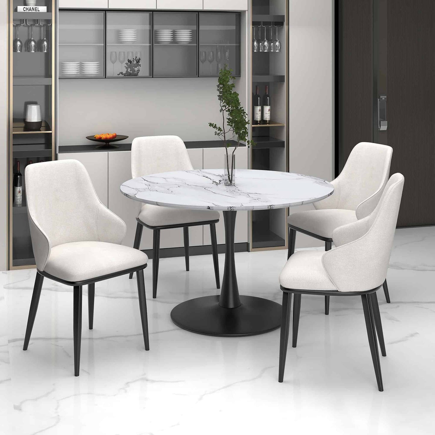 Kash Dining Chair, Modern Fabric Upholstered Armchairs - Set of 2
