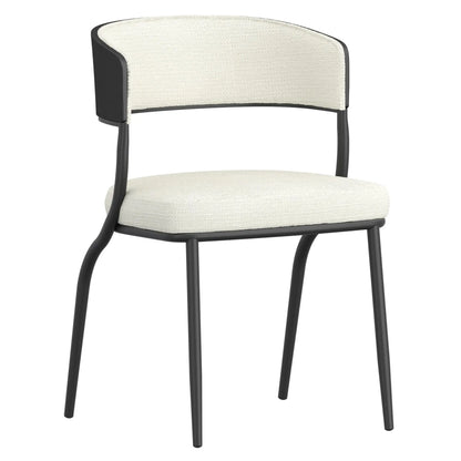 Kazan Modern Dining Chairs, Set of 2 –  Fabric & Black Metal Legs