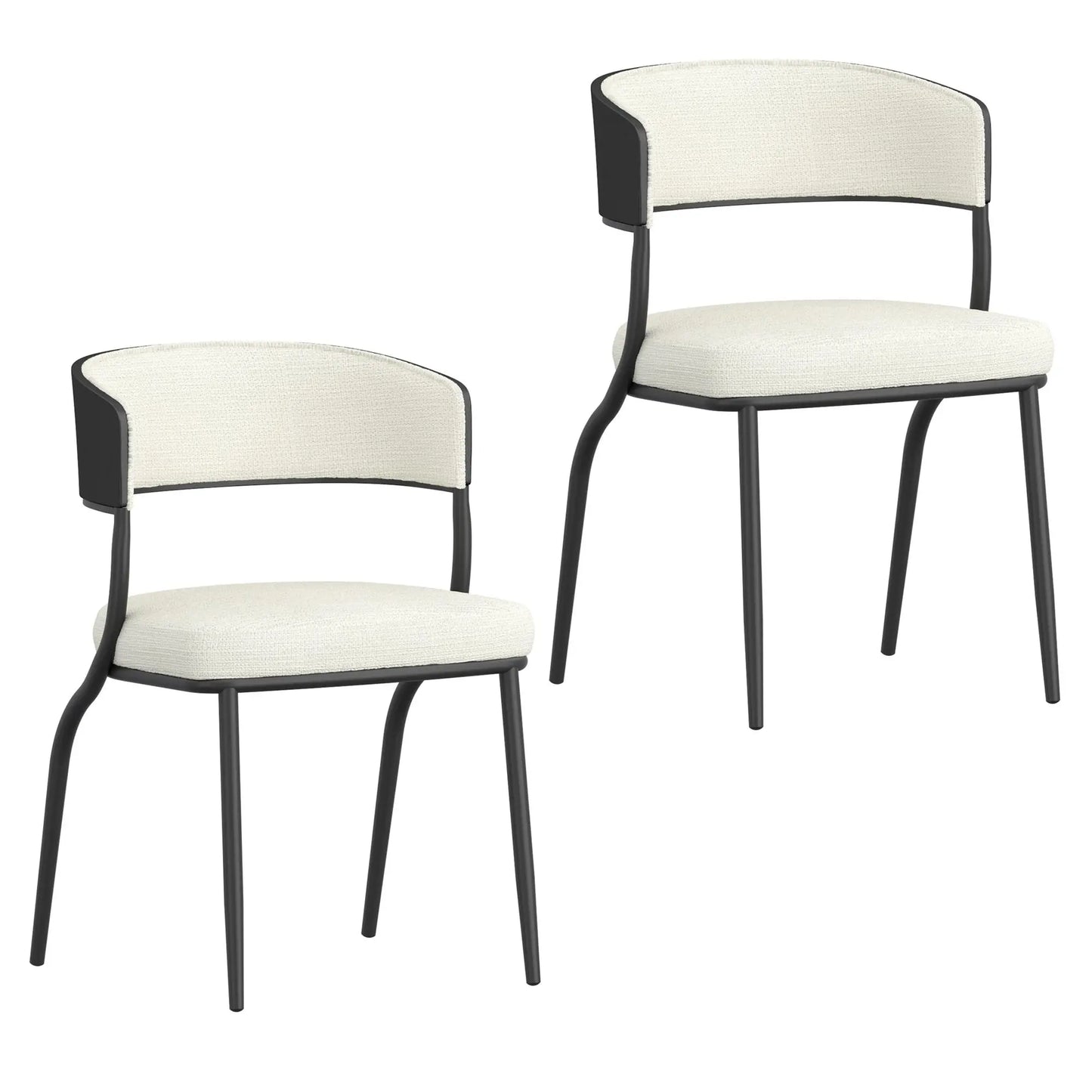 Kazan Modern Dining Chairs, Set of 2 –  Fabric & Black Metal Legs