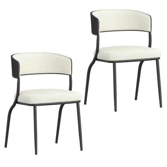 Kazan Modern Dining Chairs, Set of 2 –  Fabric & Black Metal Legs