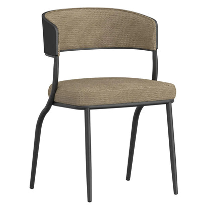Kazan Modern Dining Chairs, Set of 2 –  Fabric & Black Metal Legs