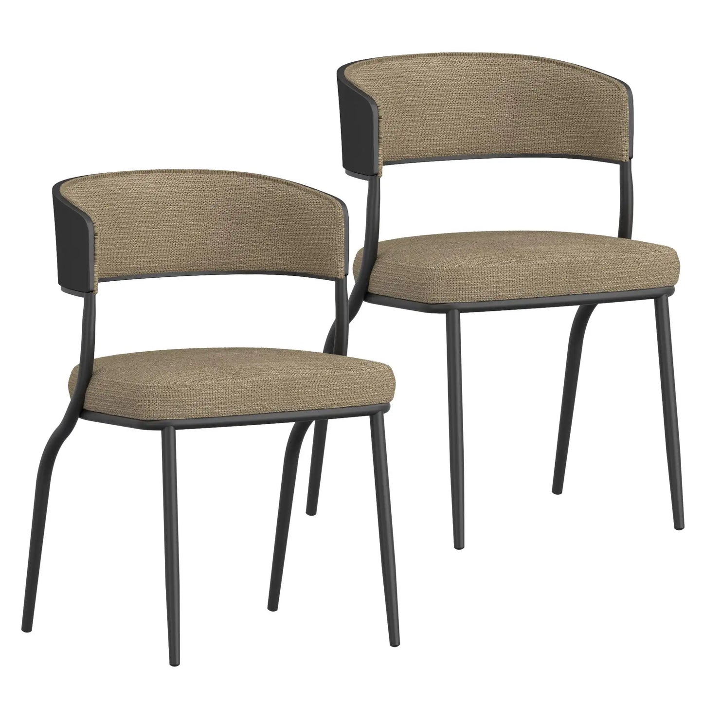 Kazan Modern Dining Chairs, Set of 2 –  Fabric & Black Metal Legs