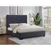 King Bed with Black Velvet Channel Tufted Headboard