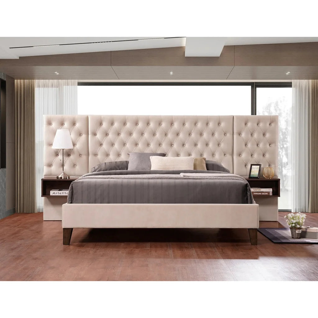 Velvet King Platform Bed With Nightstands