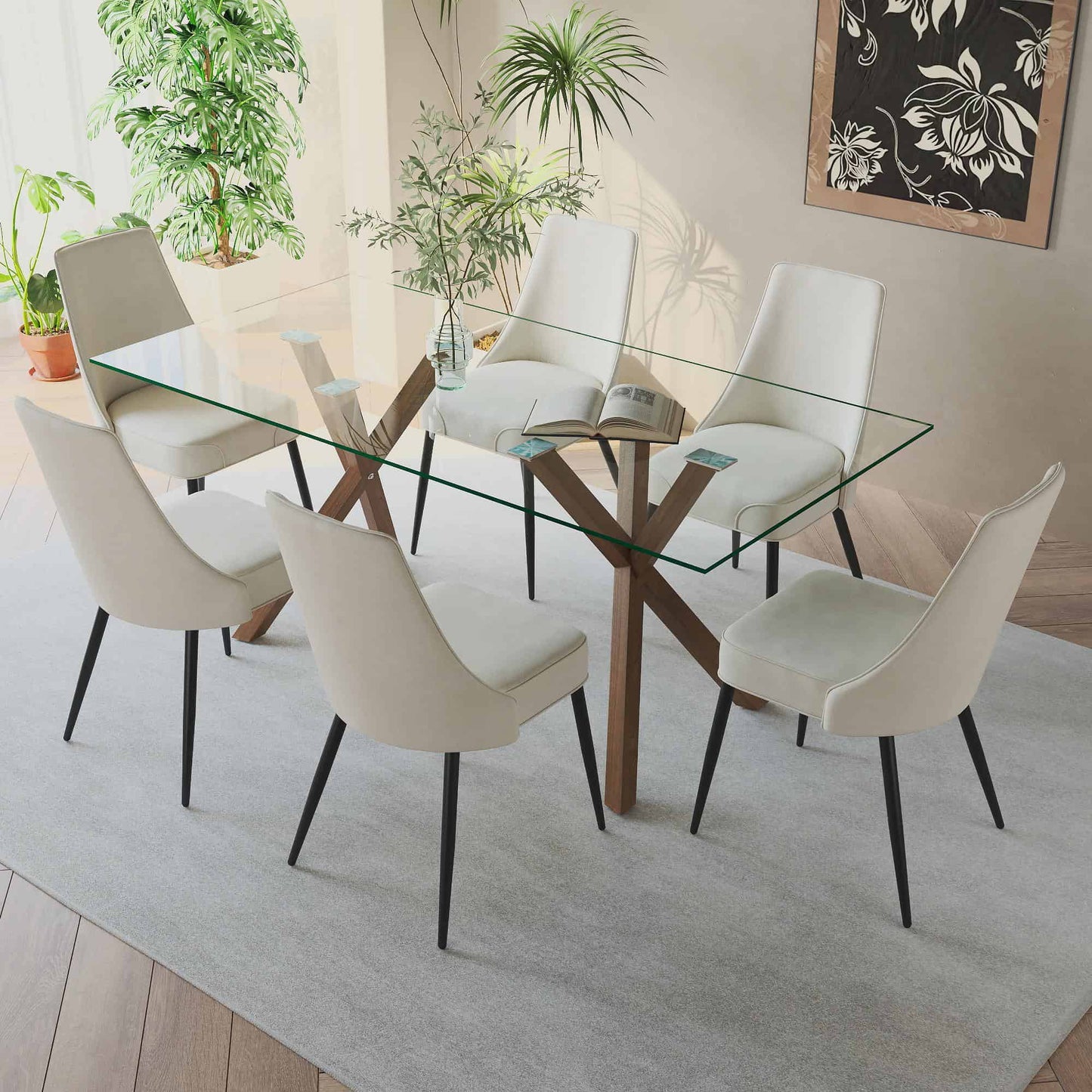 Set of 2 Koda Fabric Dining Chairs – Mid-Century Modern Design