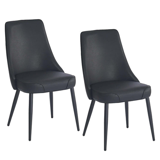 Koda Faux Leather Dining Chairs with Black Metal Legs - Set of 2