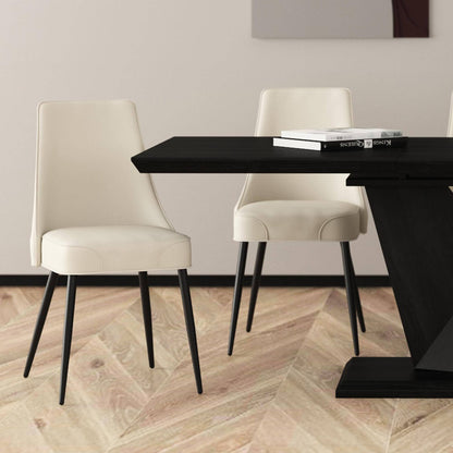 Koda Faux Leather Dining Chairs with Black Metal Legs - Set of 2