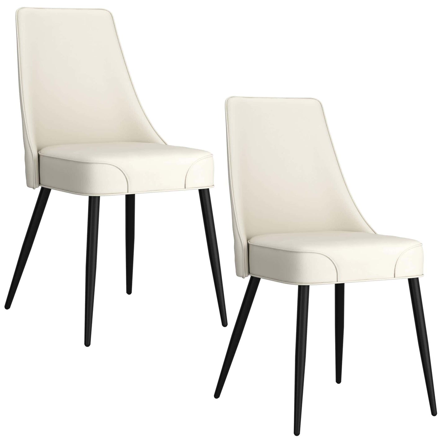 Koda Faux Leather Dining Chairs with Black Metal Legs - Set of 2