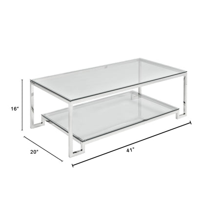 Krista Stainless Steel Coffee Table with Tempered Glass Top