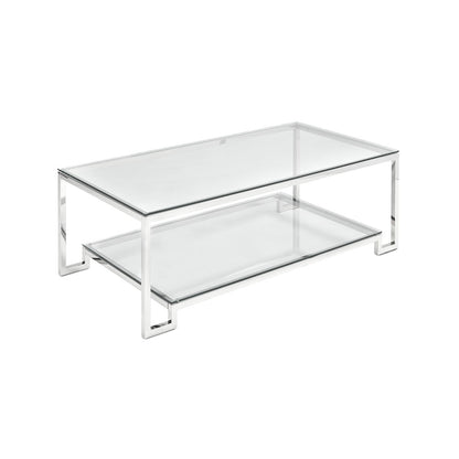 Krista Stainless Steel Coffee Table with Tempered Glass Top
