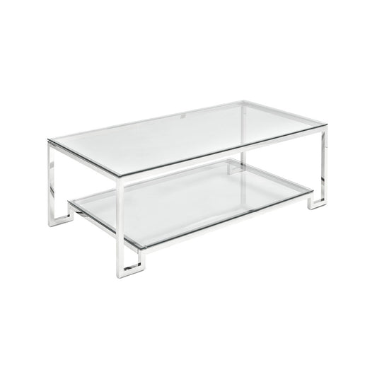 Krista Stainless Steel Coffee Table with Tempered Glass Top