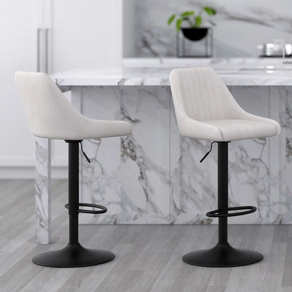 Kron Adjustable Swivel Fabric Bar Stools Set of 2 – Air-Lift Height