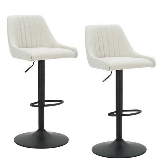 Kron Adjustable Swivel Fabric Bar Stools Set of 2 – Air-Lift Height