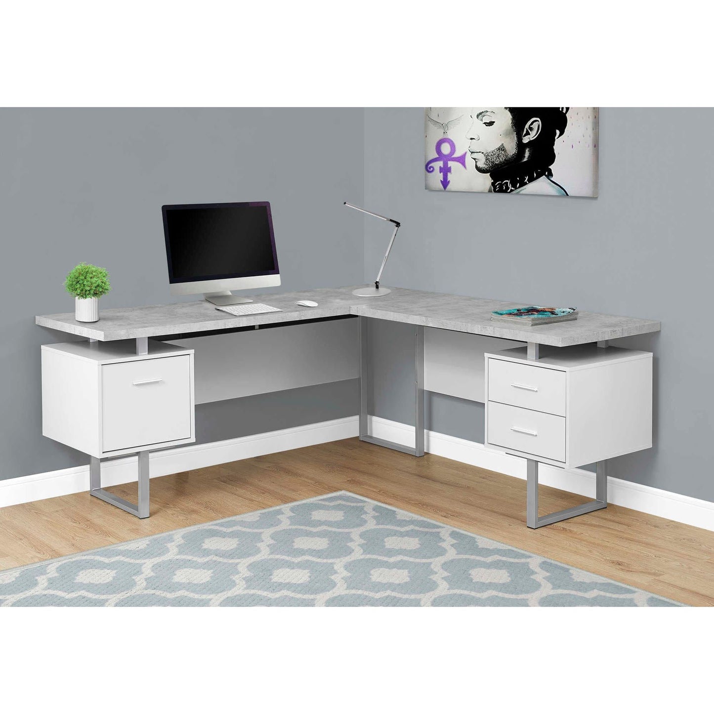 L-shaped Computer Desk – Reversible Corner Desk with Storage Drawers