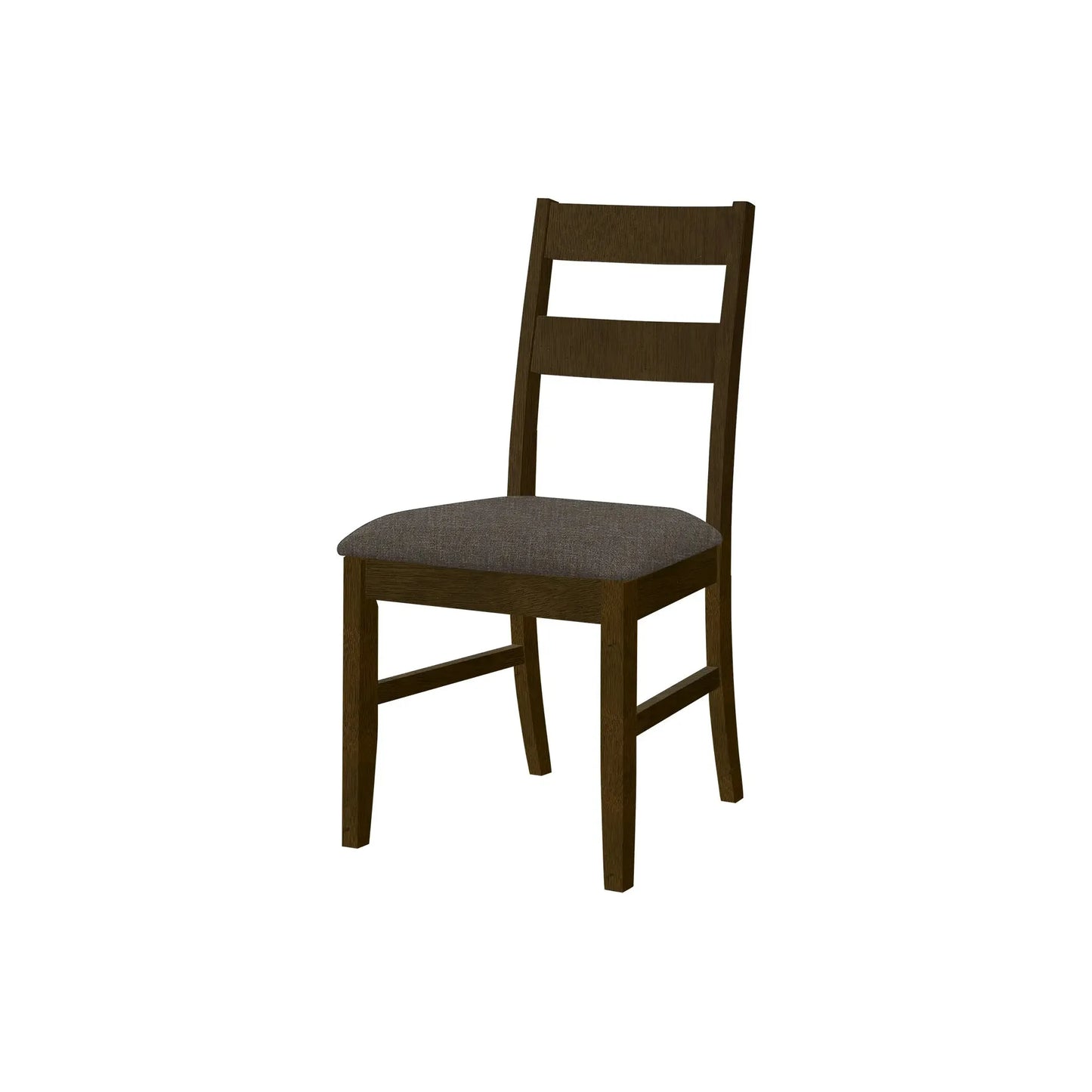 Brown Walnut Dining Chairs - 37"H Ladder-Back Fabric Seat - Set of 2