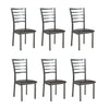 Set of six black PU dining chairs 