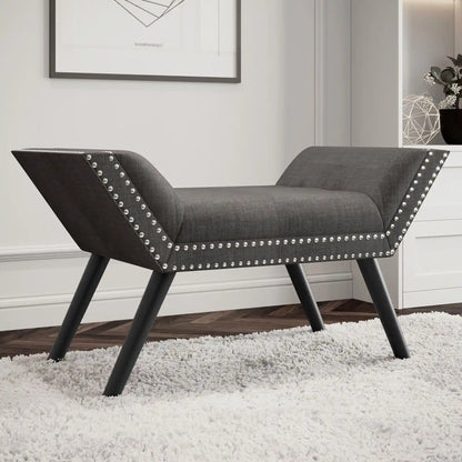 Lana Grey Upholstered Bench with Tufted Seat