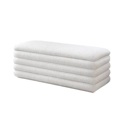 Storage Bench in White Teddy Fabric