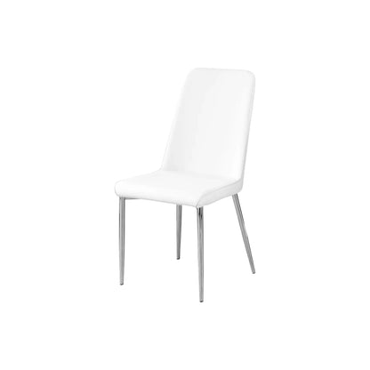 White Leather-Look Dining Chairs – 37"H with Chrome Legs - Set Of 2