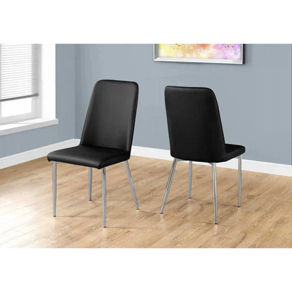 Leather-Look Dining Chairs – 37"H with Chrome Metal Legs - 2Pcs